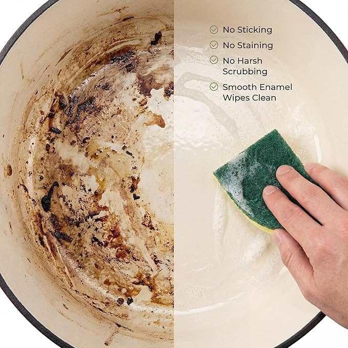 Zulay Kitchen 6 Quart Enameled Cast Iron Dutch Oven Pot with Lid – Premium Durability & Oven Safe up to 500°F – Heavy Duty Cookware Perfect for Bread Baking, Stews, Braising & Roasting - Lavender Jade