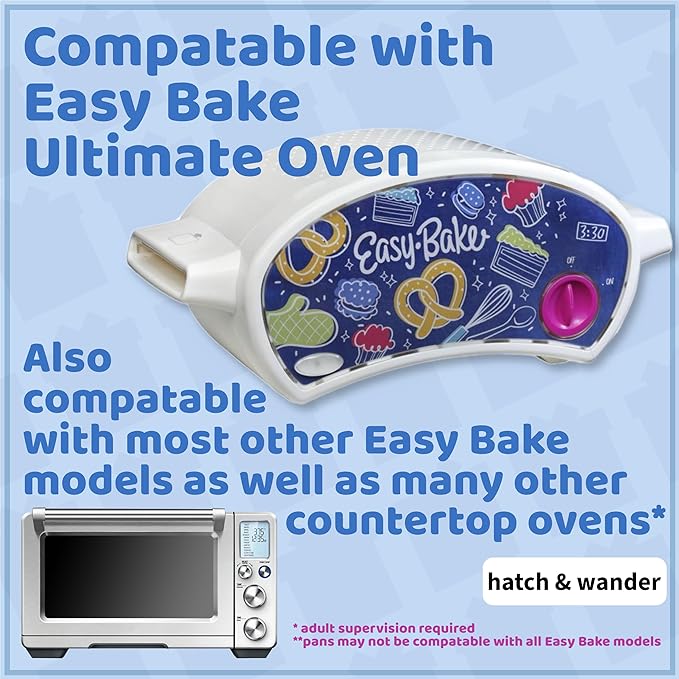 Kids Baking Set compatible with Easy Bake Oven | Fun Oven Pan Set of 4 made of Food Safety Tested Nonstick Steel | Oven Pans Compatible with Easy Bake Oven for Girls or Boys
