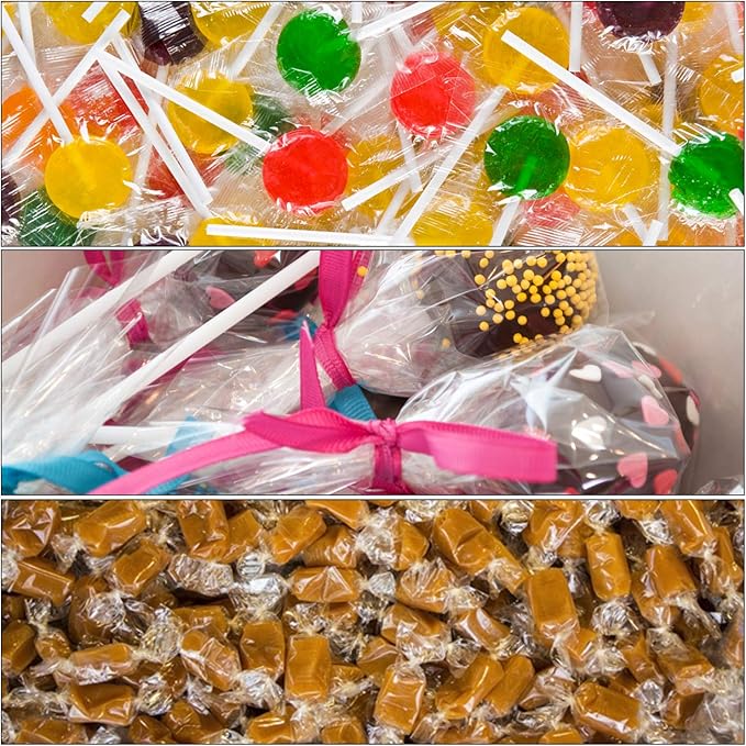 Candy Wrappers for Homemade Candy, 500 Square Sheets Natural Cellophane, 5"x5" Clear Caramel Wrappers for Chocolate Lollipop Candy Making Supplies