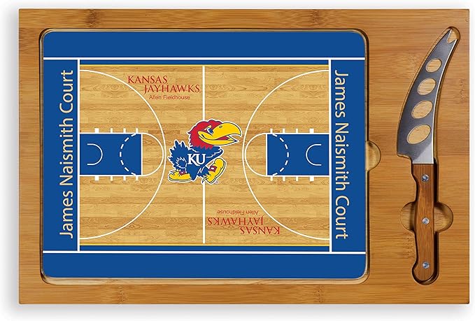 PICNIC TIME NCAA Icon Glass Top Cutting Board & Knife Set, Cheese Boards Charcuterie Boards, Serving Platter, (Parawood & Bamboo)