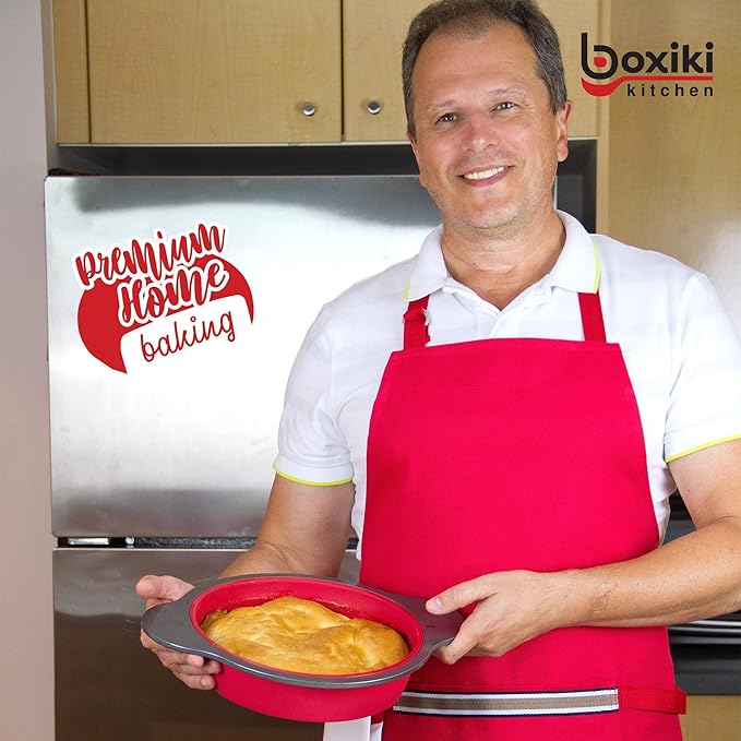 Boxiki Kitchen Combo: Non-Stick 12 Cup Silicone Muffin Pan & 9 Inch Round Cake Pan with Steel Frame - Perfect for Baking Muffins, Cupcakes, and Cakes