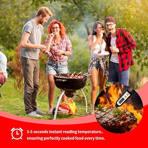 YFL Instant Read Food Thermometer, Waterproof Digital Meat Thermometer with Stainless Steel Probe, Pratical Cooking Thermometer for Oven BBQ Grill Smoker Beef Turkey Camping & Kitchen Gadgets