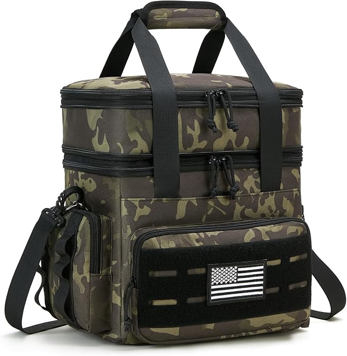 holuxer Tactical Lunch Bag & Lunch Box for Men - Large Double Deck Expandable Insulated Soft Adult Lunchbox for Work - Cooler Bag for Beach, Picnic, Camping,Outdoor，Travel (Camo,23L)