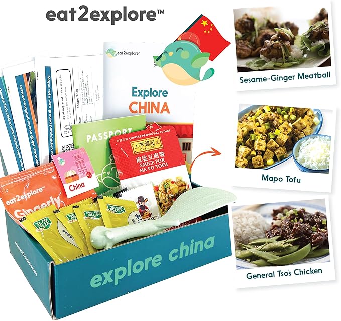 eat2explore Cooking Kits for Kids 18 Pcs – Interactive & Educational Kids Cooking Sets Real for Ages 5 and Up,3 Recipe Cards & Global Ingredients – Perfect for Families and Homeschooling (China)
