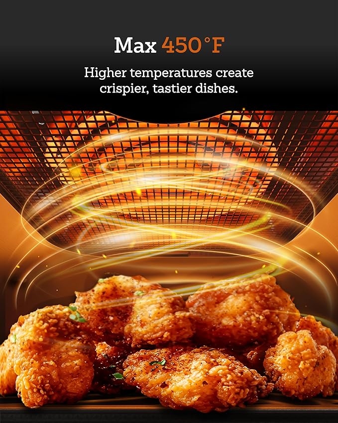 Air Fryer 6 Qt, All Metal Air Fryer, Stainless Steel Housing& Full Metal Inner Pot, PTFE and PFAS Free, 9 Digital One-Touch Cook Functions,120°F~450°F, 1700W