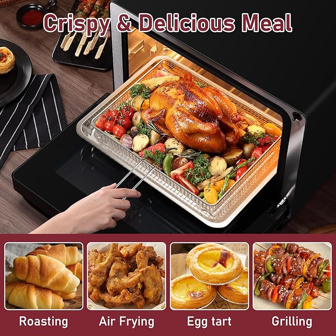 Air Fryer Tray Replacement for Cuisinart TOA-60/TOA-65/TOA-70 Oven, Stainless Steel Air Fryer Basket and Tray for Ninja Combi Cooker SFP701 Air Fryer Basket for Oven Air Fryer Pan Accessories for Oven