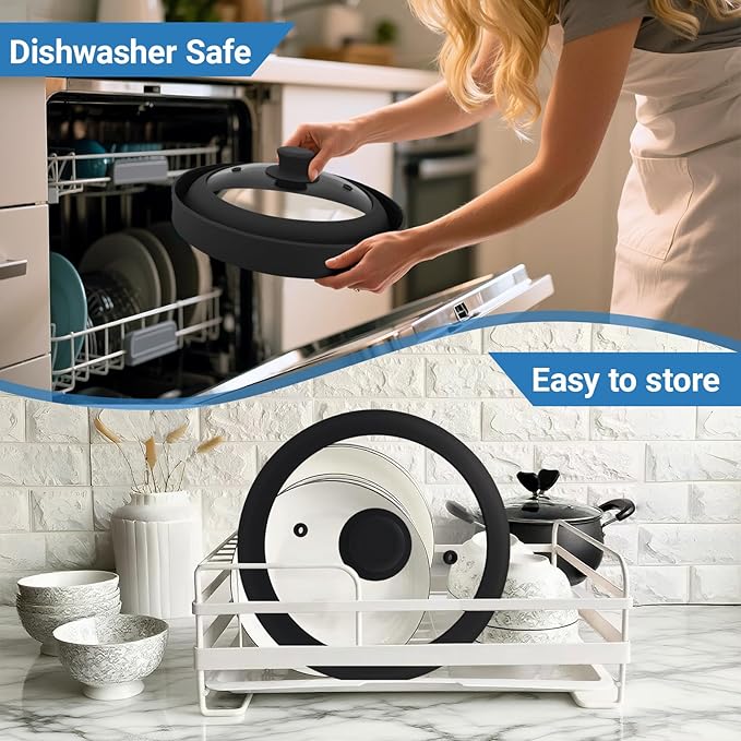Microwave Splatter Cover Glass,10.5 Inch Collapsible Microwave Cover for Food Glass, Silicone Vented Splatter Guard Lid, Silicone Dish Plate Cover, Dishwasher Safe, Heat Resistant, BPA-Free, Black