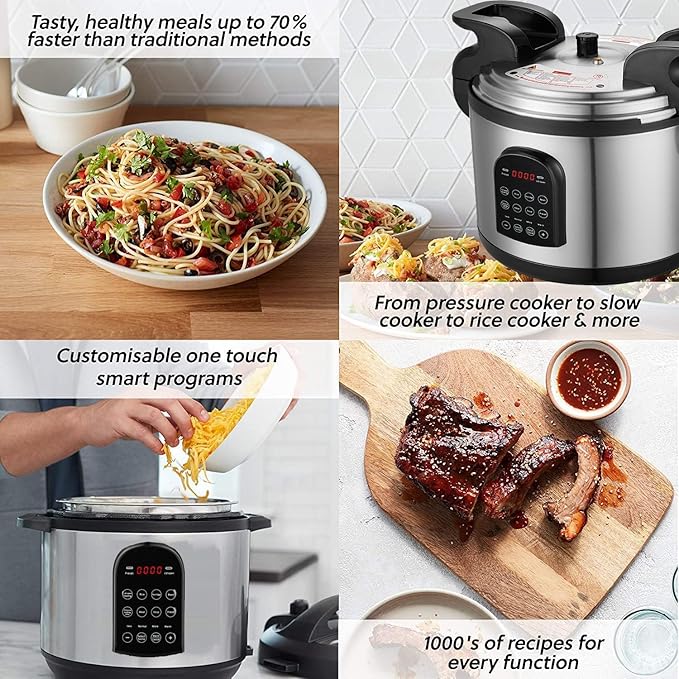 17.8QT Commercial Electric Pressure Cooker stainless steel Pressure Cooker | 24-hour Presetting |8 in 1 slow cooker with temperature control | LED Multifunction Food Warmer with nonstick pot