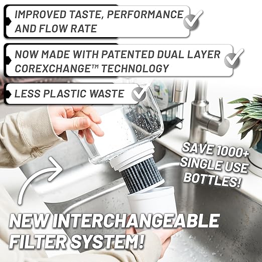 Epic Pure XP Water Filter Pitcher with Advanced CoreXchange™ Filter | NSF Certified | Removes PFAS, Lead, Chlorine & More | BPA-Free | Made in USA (White & Bamboo)