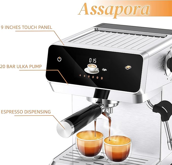 MAttinata Espresso Machine 20 Bar, Espresso Coffee Maker with Professional Milk Frother Steam Wand for Cappuccino & Latte, 60oz Removable Water Tank for Home，Stainless Steel