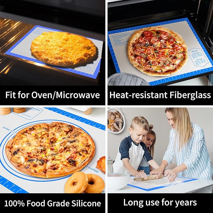 Non Stick Silicone Pastry Mat, Macaron Silicone Baking Mat for Making Pizza Cookie Bread,Pie Crust Oven Liner, Mat Non-Slip Fondant Mat Extra Large 32" x 24"