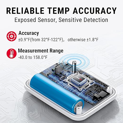 ThermoPro Wireless Freezer Fridge Thermometer with Alarm, 500 ft/150 m Range, High Accuracy, Rechargeable Refrigerator Thermometer with Backlit LCD Display, Battery Included