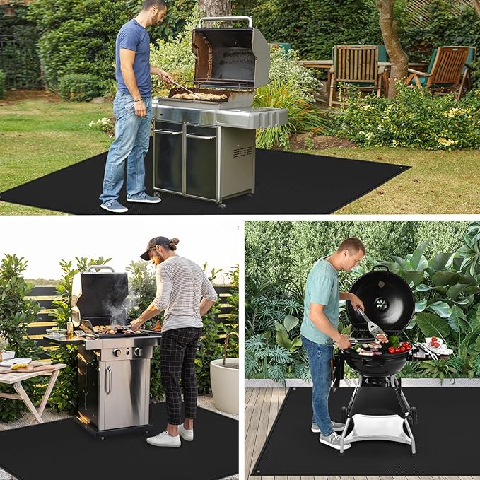 TOHONFOO 70 x 48 in Under Grill Mat for Outdoor Grill - Fireproof BBQ Mats for Grilling to Protect The Deck, Patio, Pavers - Easy to Clean Indoor Fireplace Mat - 1mm