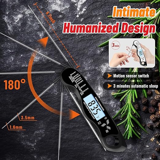 Meat Thermometer, IP67 Waterproof Digital Meat Thermometer with Backlight, Hold Function & Magnet for Grill, BBQ, Candy, Beef,Turkey，Gadgets Essentials BBQ Accessories,Mens Stocking Stuffers
