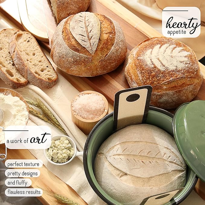 CraftZee All-Inclusive 𝗣𝗥𝗘𝗠𝗜𝗨𝗠 Sourdough Starter Kit with Pot, 34 Oz Starter Jar, 4 Banneton Bread Proofing Baskets, Scraper, Scale, Sourdough Bread Baking Supplies, Beginner Guide & Recipes
