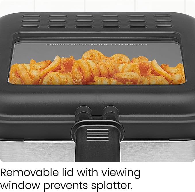 Chefman Fry Guy, The Most Compact & Convenient To Deep Fry Comfort Food, Restaurant-Style Basket With A 1.6-Quart Capacity, Easy-View Window & Adjustable Temp Control, Stainless - 1.5 Liter
