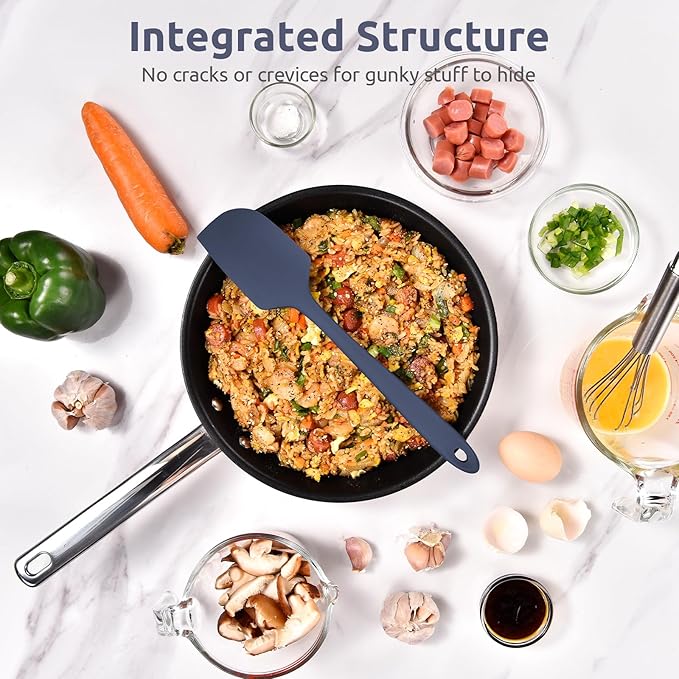 U-Taste 11.38" Silicone Baking Spatula: 480ºF Heat Resistant Food Grade Flexible Rubber Kitchen Bowl Scraper, Seamless Pastry Spreader for Mixing Stirring Scraping in Nonstick Cookware (Midnight Blue)