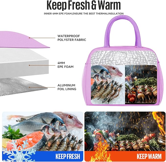 douyadady Lunch Bag Women/Men Lunch Box Women/Men (purple)