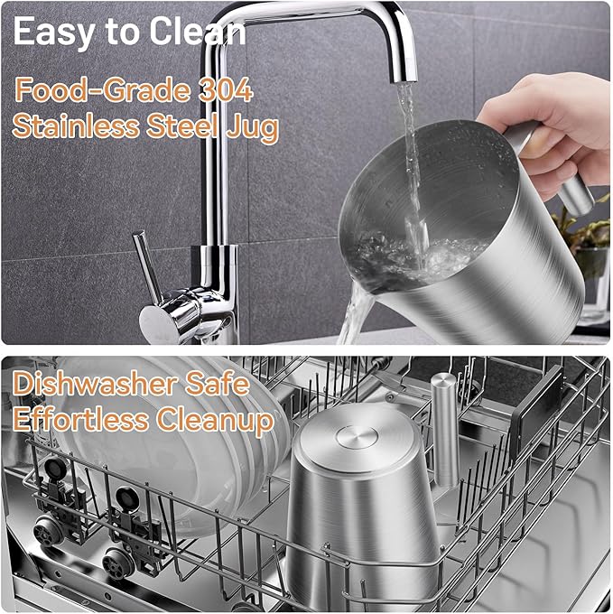 Secura 17oz Electric Milk Frother and Steamer, Stainless Steel Detachable Milk Jug, 4-in-1 Hot & Cold Foam Maker for Latte, Cappuccino & Hot Chocolate, BPA & Teflon-Free, Dishwasher Safe