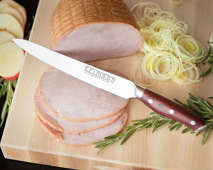 Ergo Chef Crimson Series 8 Inch Carving knife - Forged High Carbon X50CrMoV15 German Stainless Steel – G10 Handle