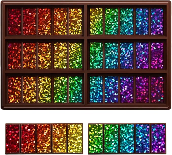 Ziliny Dot Holographic Chocolate Bar Mold Silicone, Rainbow Light Effect Chocolate Bar Deep Thick Molds for DIY Candy Dessert Baking, Candy, Wax Melts, Cake Decoration (Rectangle)