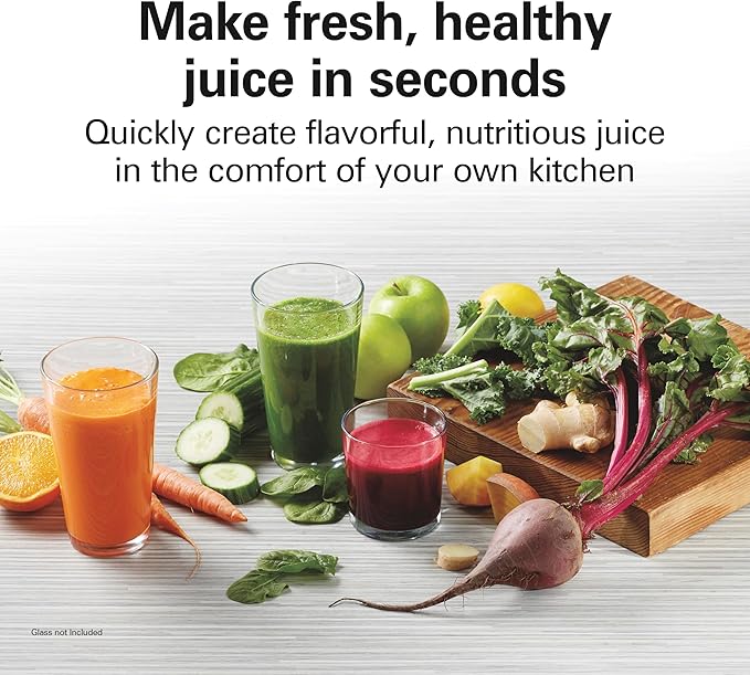 Hamilton Beach HealthSmart Juicer Machine, Compact Centrifugal Extractor, 2.4” Feed Chute for Fruits and Vegetables, Easy to Clean, BPA Free, 400W, Black and Gray (67502)