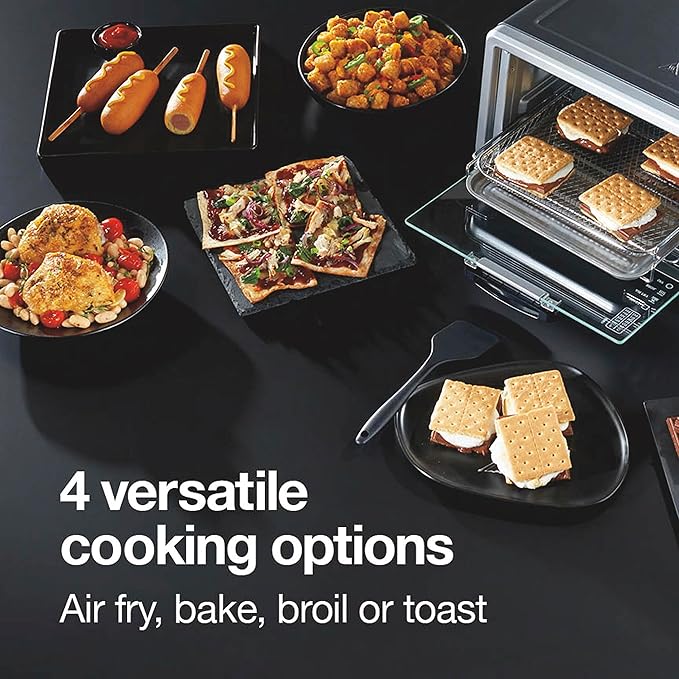Proctor Silex Simply-Crisp Air Fryer Toaster Oven Combo with 4-in-1 Functionality (Air Fry, Bake, Broil & Toast), 1200 Watts, Fits 4 Slices or Personal Pizza, Auto Shutoff, Black (31265)