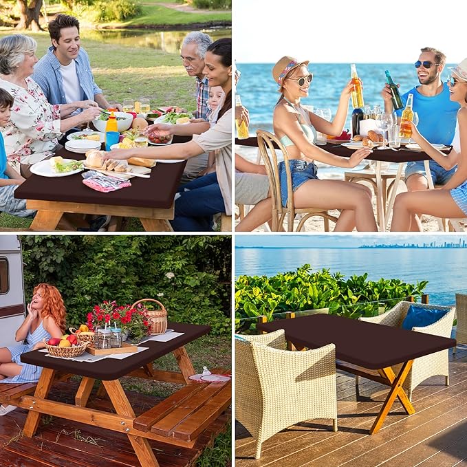 homing Rectangle Table Cloth Cover, Waterproof Polyester Elastic Fitted Tablecloth, Fits for 6 Foot Folding Tables, Washable Table Protector for Fall, Thanksgiving, Harvest Party (Coffee, 30" x 72")