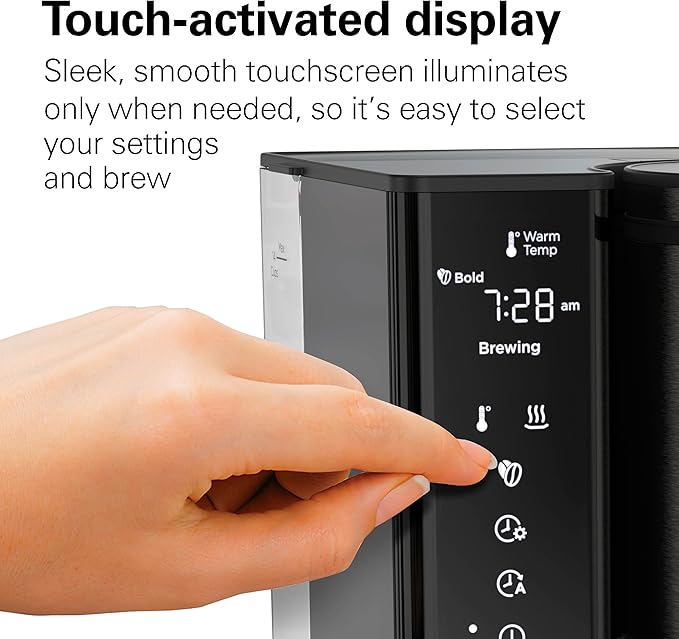 Hamilton Beach 14 Cup Programmable Coffee Maker with Easy Measure Light Up Reusable Filter, Removable 70 Oz. Water Reservoir, Black and Stainless Steel