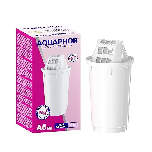 AQUAPHOR Smile Water Filter Jug - 2.9L, Fits Fridge Door, Student-Friendly | Lightweight, Space-Saving, Includes 1xA5 350L Filter with Added Magnesium, Reduces Limescale, Chlorine, Microplastics-Pink