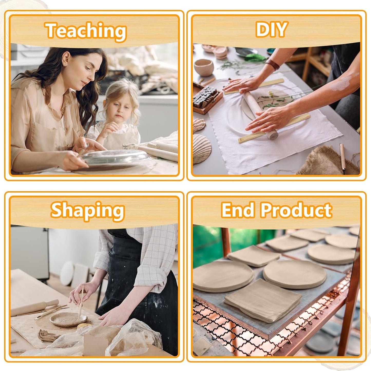 Sasylvia 20 Pcs Pottery Teaching Rolling Mud Stick Guide Mudboard Guide Wooden Strips Rolling Pin Guides Pottery Tools and Supplies for Manual Polymer Clay Tool Gift Craft(Multi Sizes)