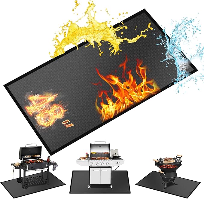 48 ×36 inches Under Grill Mat Fit Blackstone 17in & 22in Griddle with Stand /Griddle Mat for Blackstone, Fireproof Fire Pit Mat Fireplace Mat Grill Pad BBQ Mat Grill Mat for Deck Patio Outdoor Grills