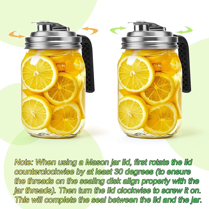 Mason Jar Pour Spout Lid Stainless Steel with Handle, Regular Mouth Pour Spout Flip Cap Lids for Mason Jars, Anticracking Leak Proof Seal Cover Airtight for Drinking Salad Dressing Food Storing(4PCS)