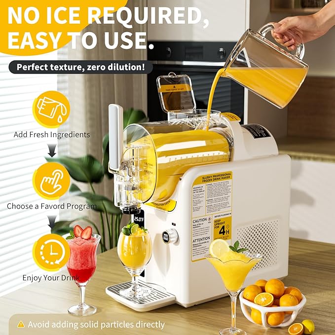 2 IN1 Soft Ice Cream Maker Slushie Machine for Home - 88oz Slushy Machine Maker No Ice Needed Self Cleaning, Frozen Drink Machine for Slushie, Margarita, Frappés, Milkshake