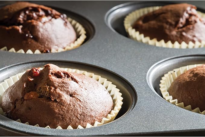 Mrs. Anderson's Baking Nonstick 6-Cup Jumbo Muffin Pan, Carbon Steel with Non-Stick Coating, PFOA Free, 13 x 8.75-Inches