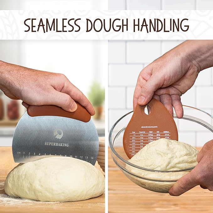 Superbaking Sourdough Proofing Basket Gift Set, Round 9" & Oval 10" Banneton, Sourdough Starter Kit, Sourdough Banneton Basket, Banneton Bread Proofing Basket Set of 2, Sourdough Bread Baking Supplies