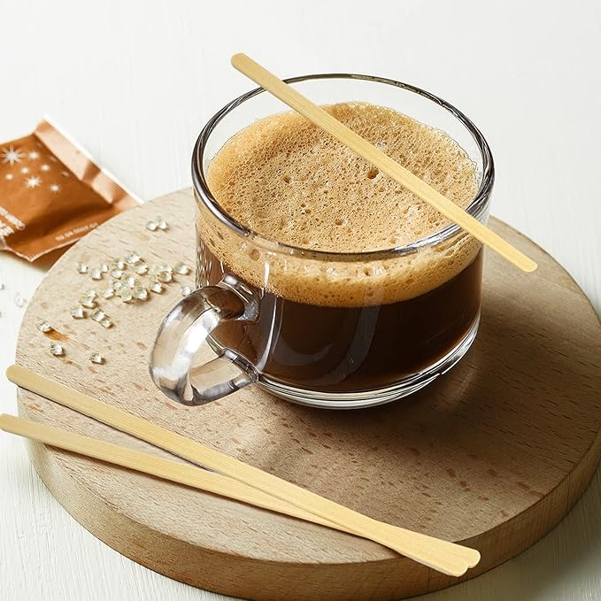 7 Inch Bamboo Disposable Coffee Stirrers, 500 Count Coffee Stir Sticks - For Coffee, Cocktails and Hot Drinks - Smooth End Design, Splinter-Free