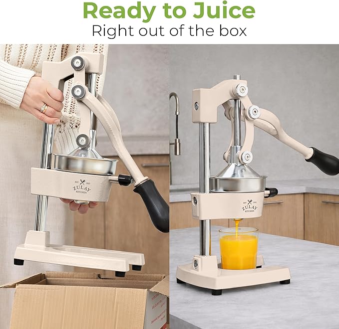 Zulay Kitchen Cast Iron Juicer - Heavy Duty Manual Juicer with Detachable Strainers for Easy Cleaning, Orange Juice Press for Citrus Fruits, Perfect for Bartenders, Juice Lovers & Health Enthusiasts