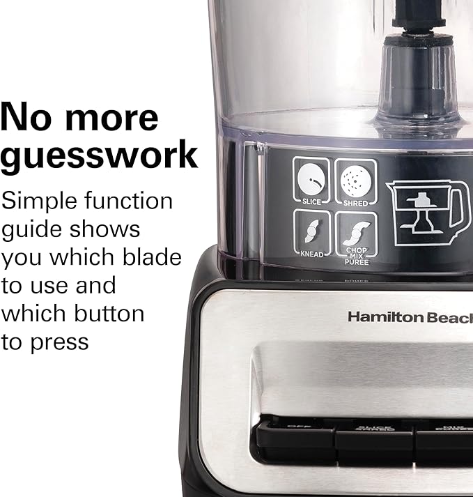 Hamilton Beach Stack & Snap Food Processor and Vegetable Chopper, Stainless Steel Blades, 14 Cup + 4-Cup Mini Bowls, 3-Speed 500 Watt Motor, Black (70585)