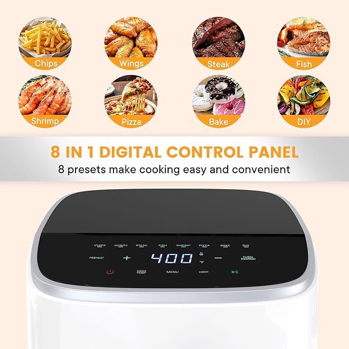 Sweetcrispy Air Fryer 4 Quart with Window, 1500W Digital Airfryer with 8 Presets, 60-Min Timer, Max 400°F, Auto Shut Off & Nonstick Dishwasher Safe Basket, Shake Reminder for Small Kitchen