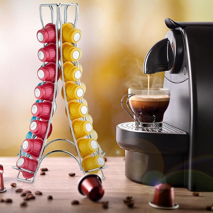 Relaxdays Coffee Pod Holder, Silver, 30 x 21.5 x 21.5 cm