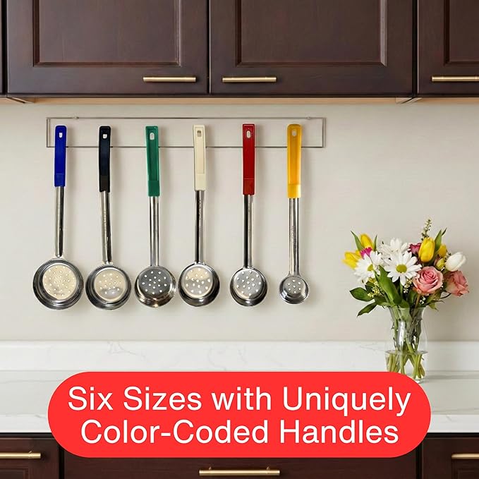 4 Ounce Slotted Stainless Steel Portion Control Ladle Spoon for Measuring and Serving; Commercial Grade Serving Scoops [Pack of 12]