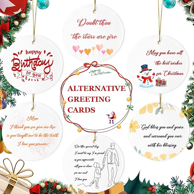 Sublimation Ceramic Ornaments - Bulk Ceramic Discs for Heat Press Printing - White Round Porcelain Personalized Xmas Tree Keepsake Crafts Gift - 48pc