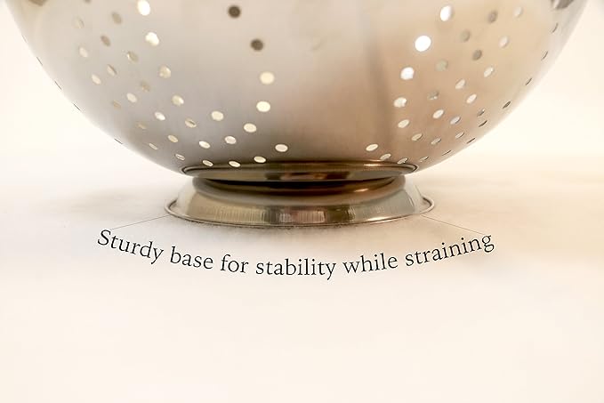 EXCELSTEEL Heavy Duty Stainless Steel Colander 5 Qt | Easy Grip Handles | Self-Draining Base | Mirror Polished | Dishwasher Safe | Pack of 1