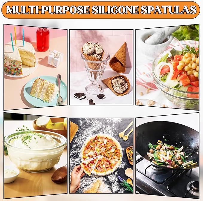 28 Pcs Mini Silicone Spatulas Bulk 8.3 Inch Small Rubber Spatula Non-stick Spatulas Set Flexible Heat Resistant Scrapers for Kitchen Cooking Baking Mixing