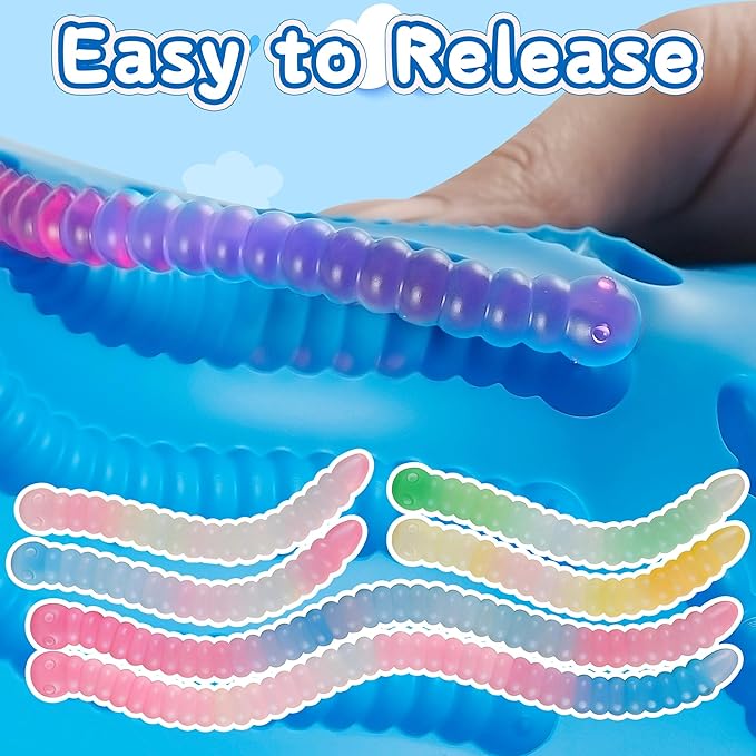 Sidosir 7Pcs Silicone Gummy Worm Chocolate Molds, Non-Stick Worm Chocolate Mold for Parties, Gummy for Home DIY, Silicone Mold for Make Gummies