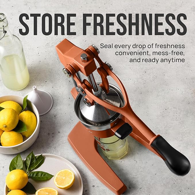 Zulay Kitchen Cast Iron Juicer - Heavy Duty Manual Juicer with Detachable Strainers for Easy Cleaning, Orange Juice Press for Citrus Fruits, Perfect for Bartenders, Juice Lovers & Health Enthusiasts