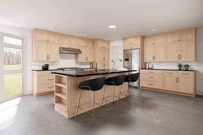 Quicklock RTA (Ready-to-Assemble) 42" Tall Wall Kitchen Cabinets - Shaker Style | 100% Hardwood | Made in America | Soft Close Hardware (Raw Maple, 24" D x 36" W x 24" H)