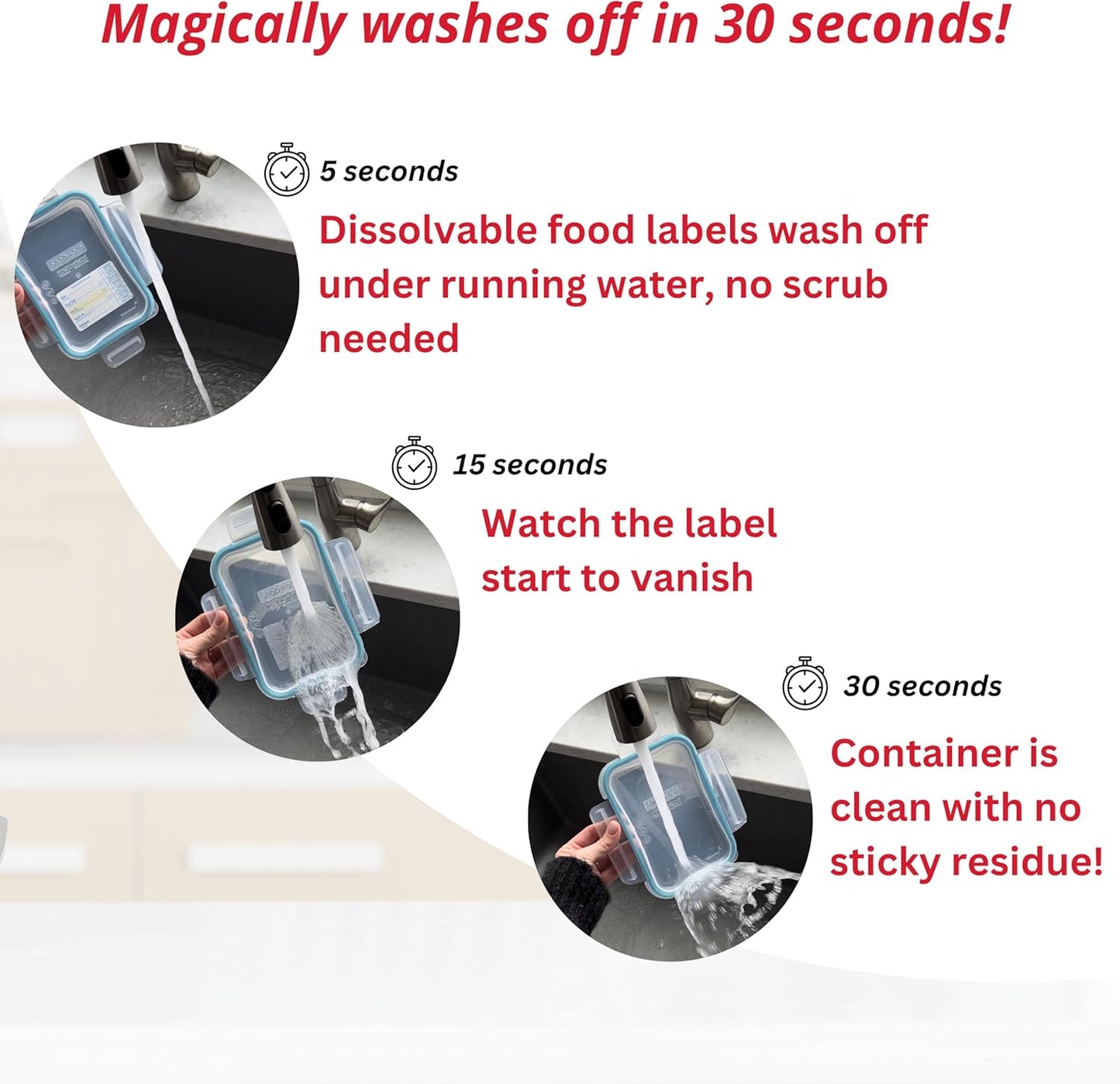 2x3 Dissolvable Food Labels, 250 Label Stickers, Bottle Labels for Storage Bins, Sticker Labels for Food containers, (250, Blank)