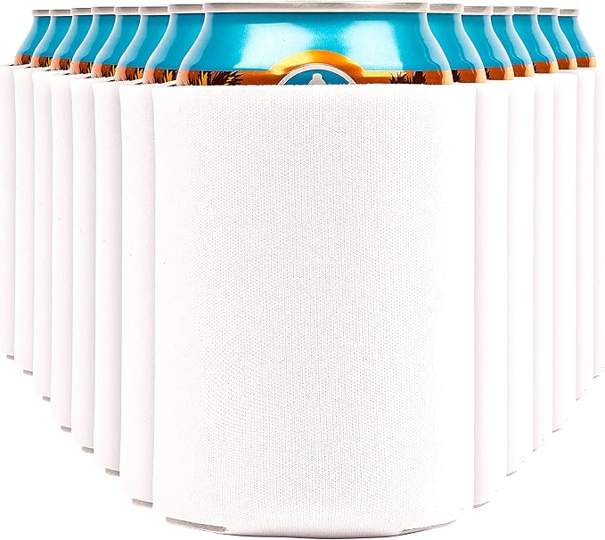Blank Beer Can Cooler Sleeves (60-Pack) Soft Insulated Beer Can Coolies - HTV Friendly Blank Koolies in Bulk for Beer Cans & Bottles - Coolie Blanks for Vinyl Projects & Wedding Favors (White)